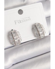 Brass Silver Color Zircon Stone Tortoise Shell Model Women's Earrings