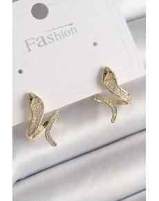 Brass Gold Color Zircon Stone Snake Model Women's Earrings