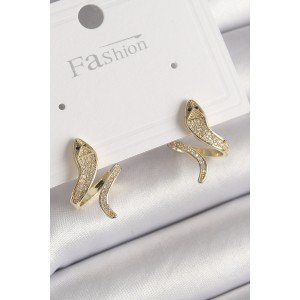 Brass Gold Color Zircon Stone Snake Model Women's Earrings