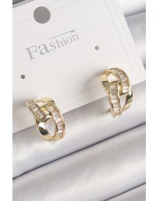Brass Gold Color Zircon Stone Chain Model Women's Earrings