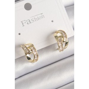 Brass Gold Color Zircon Stone Chain Model Women's Earrings Brass Gold Color Zircon Stone Chain Model Women's Earrings