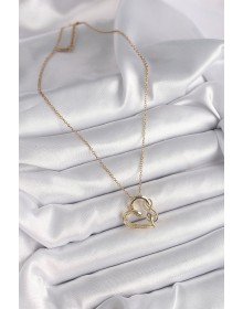 316L Steel Gold Color Chain Zircon Stone Detailed Heart Model Infinity Detail Women's Necklace