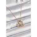 316L Steel Gold Color Chain Zircon Stone Detailed Heart Model Infinity Detail Women s Necklace