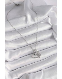 316L Steel Silver Color Chain Zircon Stone Detailed Heart Model Infinity Detail Women's Necklace