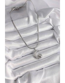 316L Steel Silver Color Italian Chain Zircon Stone Halil Figure Heart Detail Women's Necklace