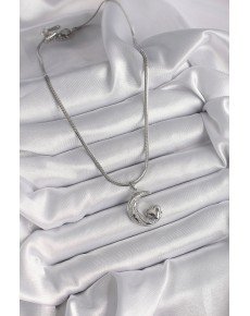 316L Steel Silver Color Italian Chain Zircon Stone Halil Figure Heart Detail Women's Necklace 316L Steel Silver Color Italian Chain Zircon Stone Halil Figure Heart Detail Women's Necklace