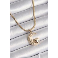 316L Steel Gold Color Steel Italian Chain Zircon Stone Halil Figure Heart Detail Women's Necklace