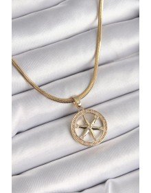 316L Steel Gold Color Italian Chain Zircon Stone Pole Star Model Women's Necklace