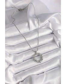 316L Steel Silver Color Chain Zircon Stone Detailed Convex Ring Model Women's Necklace