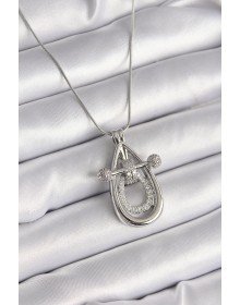316L Steel Silver Color Zircon Stone Drop Model Women's Necklace