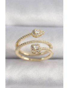 Brass Gold Color Zircon Stone Arrow Model VIP Series Women's Ring
