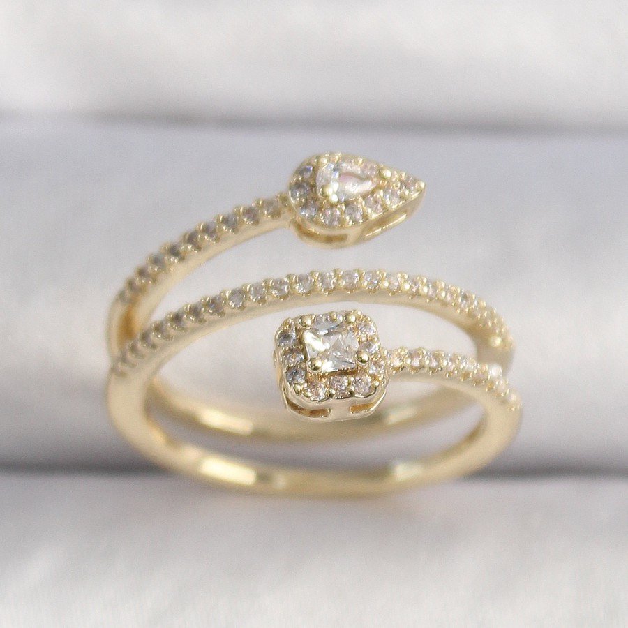 Brass Gold Color Zircon Stone Arrow Model VIP Series Women s Ring Brass Gold Color Zircon Stone Arrow Model VIP Series Women s Ring