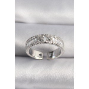 Brass Silver Color Zircon Stone Star Engraving VIP Series Women's Ring Brass Silver Color Zircon Stone Star Engraving VIP Series Women's Ring