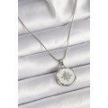 316L Steel Silver Color Chain White Pearlescent Zircon Stone Star Engraved Model Women s Necklace