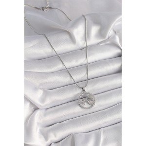 316L Steel Silver Color Chain Zircon Stone Star Medallion Model Women's Necklace