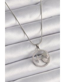 316L Steel Silver Color Chain Zircon Stone Star Medallion Model Women's Necklace