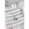 316L Steel Silver Color Chain Zircon Stone Processed Blue Silvery Women s Necklace