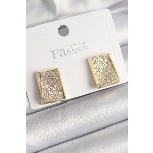 Brass Gold Color Zircon Stone Plate Model Women's Earrings