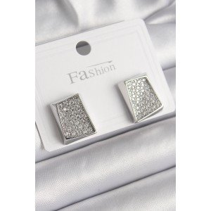 Brass Silver Color Zircon Stone Plate Model Women's Earrings Brass Silver Color Zircon Stone Plate Model Women's Earrings