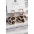 Brass Gold Color 3D Heart Leopard Model Women's Earrings