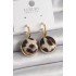 Brass Gold Color Leopard Patterned Circle Model Women's Earrings