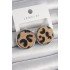 Brass Silver Color Circle Plate Model Leopard Pattern Women's Earrings