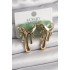 Brass Gold Color Green Pearl Flowing Heart Model Women's Earrings