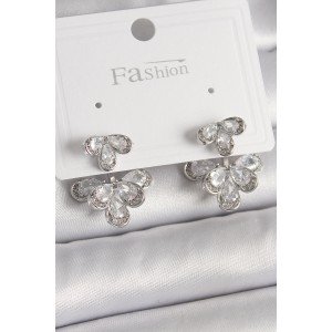 Brass Silver Color Zircon Stone Drop Model Women's Earrings