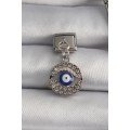 316L Steel Silver Color Dangle Zircon Stone Eye Model Evil Eye Bead Detail Nomination Charm 316L Steel Silver Color Dangle Zircon Stone Eye Model Evil Eye Bead Detail Nomination Charm