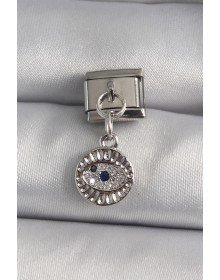 316L Steel Silver Color Dangle Zircon Stone Eye Model Nomination Charm