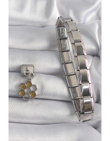 316L Steel Silver Color Dangle Glitter Honey Bee Model Nomination Charm
