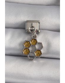 316L Steel Silver Color Dangle Glitter Honey Bee Model Nomination Charm