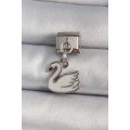 316L Steel Silver Color Pendant White Swan Model Nomination Charm