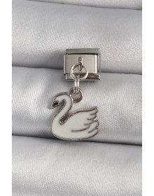 316L Steel Silver Color Pendant White Swan Model Nomination Charm