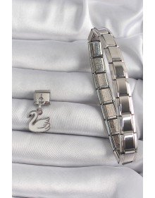 316L Steel Silver Color Pendant White Swan Model Nomination Charm