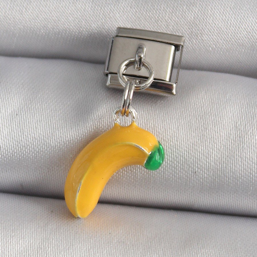 316L Steel Silver Color Dangle Banana Model Nomination Charm