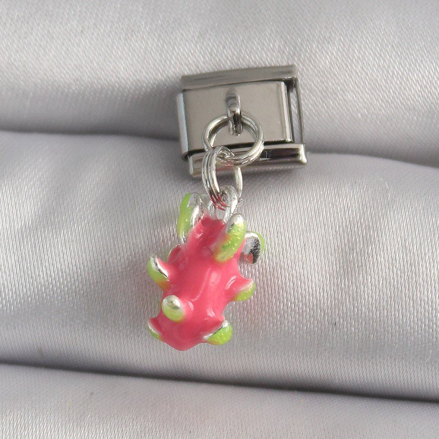 316L Steel Silver Color Dangle Dragon Fruit Model Nomination Charm