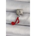 316L Steel Silver Color Red Note Model Nomination Charm
