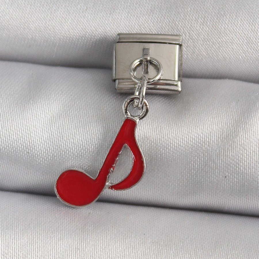 316L Steel Silver Color Red Note Model Nomination Charm