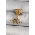 316L Steel Gold Color Dangle Zircon Stone Eye Model Nomination Charm