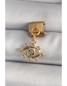 316L Steel Gold Color Dangle Zircon Stone Eye Model Nomination Charm