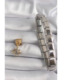 316L Steel Gold Color Dangle Zircon Stone Eye Model Nomination Charm