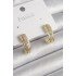 Brass Gold Color Zircon Stone Half Ring Model Women's Earrings