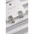 Brass Silver Color Zircon Stone Half Ring Model Women's Earrings