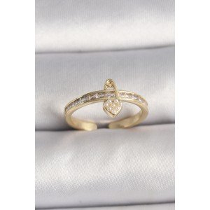 Brass Gold Color Zircon Stone Pearl Detail Lock Heart Figure Adjustable Ring Brass Gold Color Zircon Stone Pearl Detail Lock Heart Figure Adjustable Ring