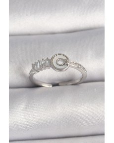 Brass Silver Color Zircon Stone Adjustable Women's Ring