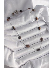 316L Steel Silver Color Chain Brown Natural Stone Model Women's Necklace