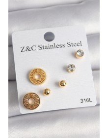316L Steel Gold Color Zircon Stone Labyrinth Model Women's Earring Set