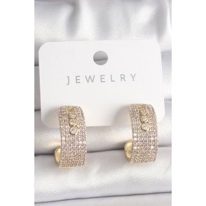Brass Gold Color Zircon Stone Ring Messika Model Women's Earrings Brass Gold Color Zircon Stone Ring Messika Model Women's Earrings