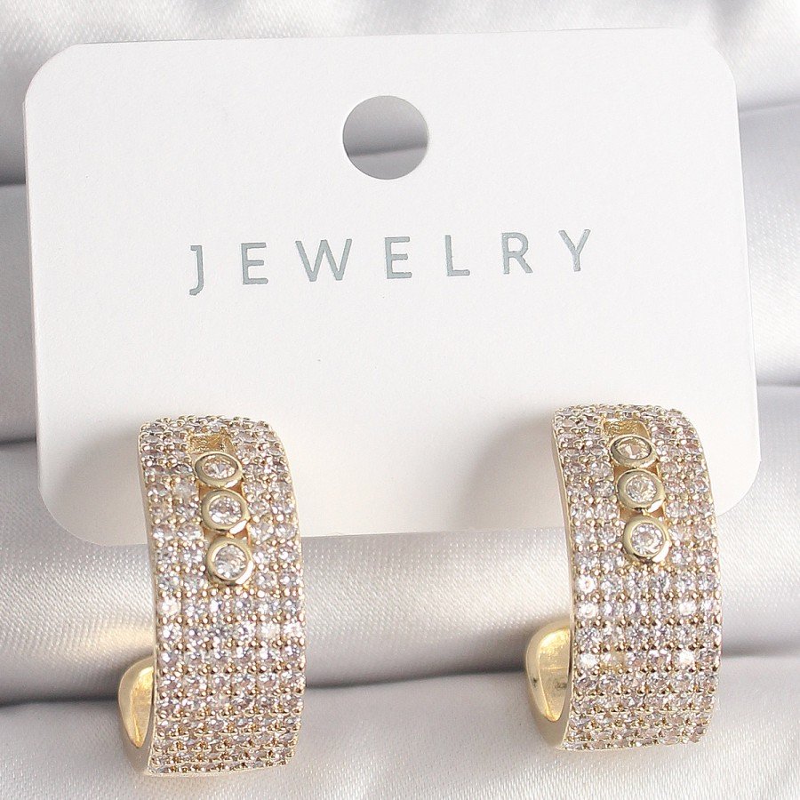 Brass Gold Color Zircon Stone Ring Messika Model Women s Earrings